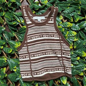 HOWDY Brown White Striped Baby Tank Top Size Small